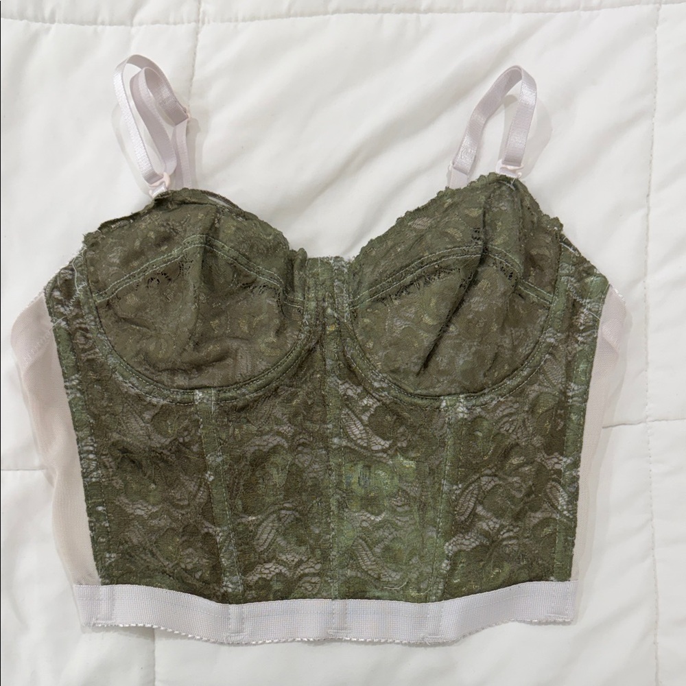 Lace Bustier corset in Olive Green